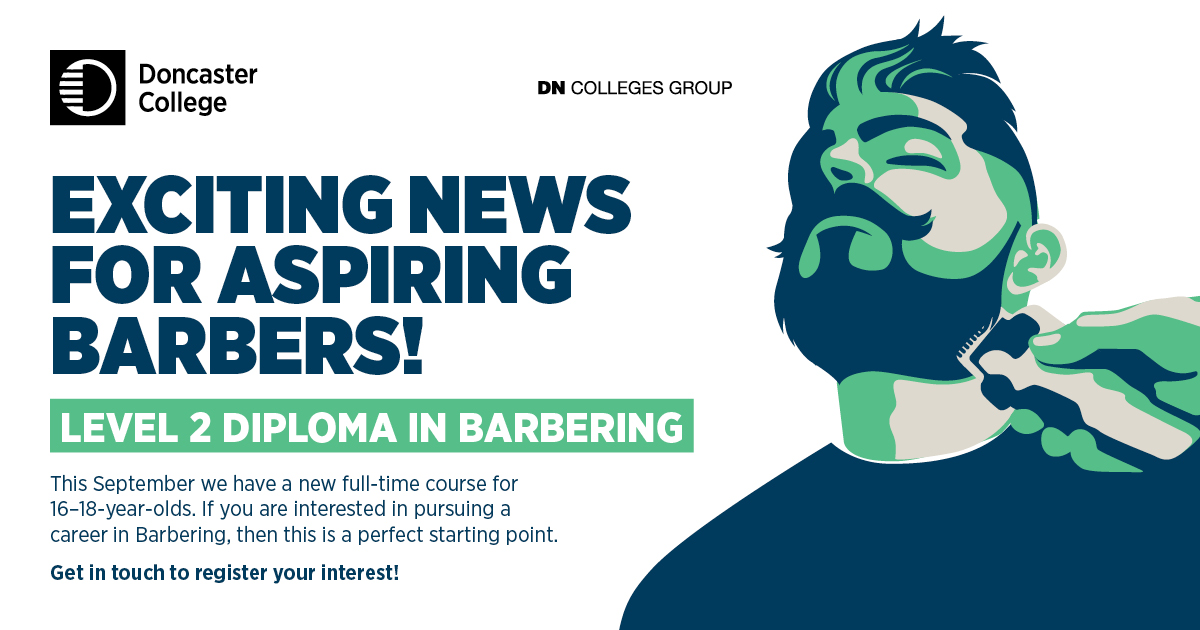 Doncaster College Hairdressing And Beauty Therapy   4495 Barbering Course Social Media Graphic 1200x630 January 2024 