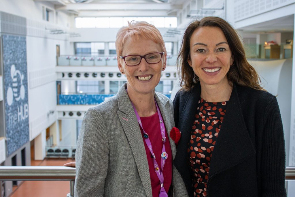 Photograph of Sharon Smith, Principal of DN Colleges Group (left) with Lindsy James of Active Fusion